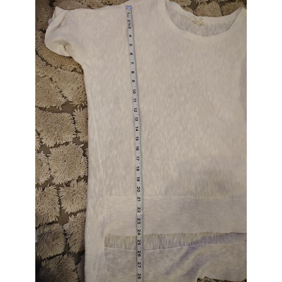 Eileen Fisher Blouse Size M Cream Ivory Low/High Hem Linen/Cotton - Picture 9 of 10